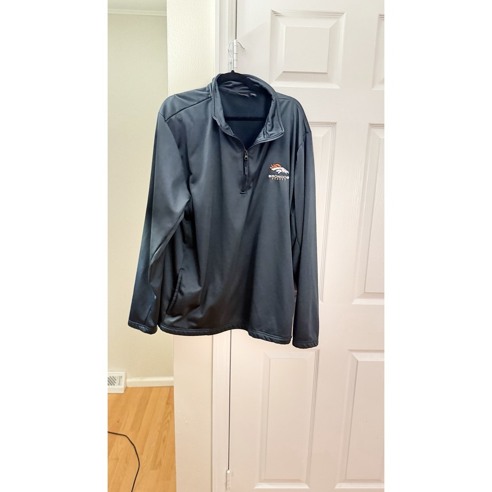 Denver Broncos 1/4-Zip Pullover Sweatshirt 2XL Dunbrooke Navy NFL Team Men's - Picture 2 of 5